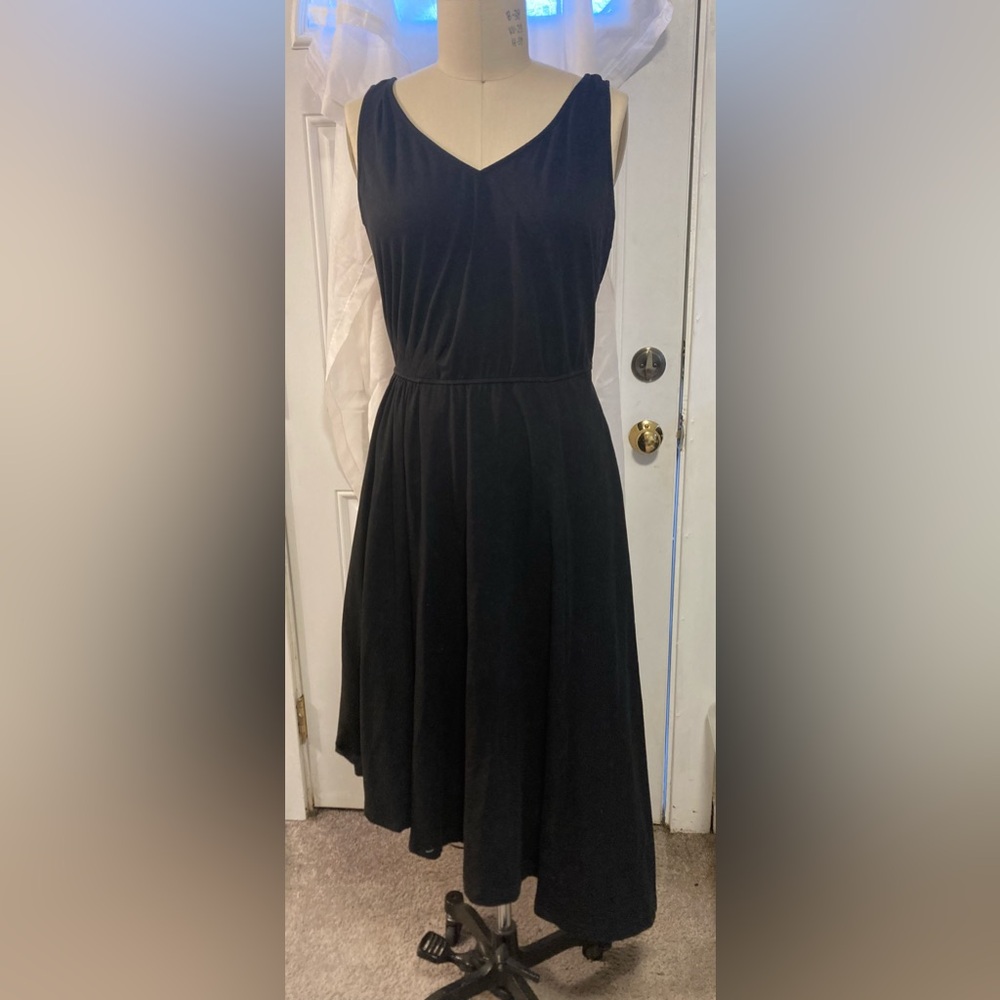 eShakti Asymmetric Hem Cotton Knit Black Dress